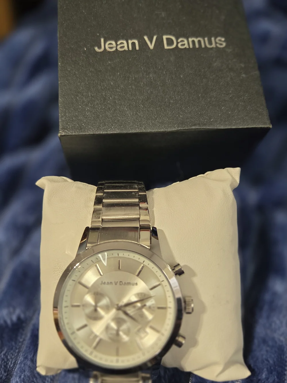 Silver Stainless Steel Chronograph Wristwatch